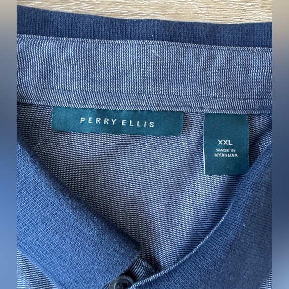 Perry Ellis Blue Polo Collared Shirt Cotton SZ XXL - Picture 5 of 8